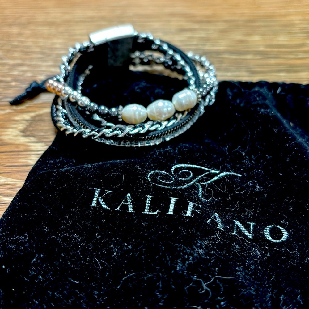 Kalifano wrap bracelet with pearls